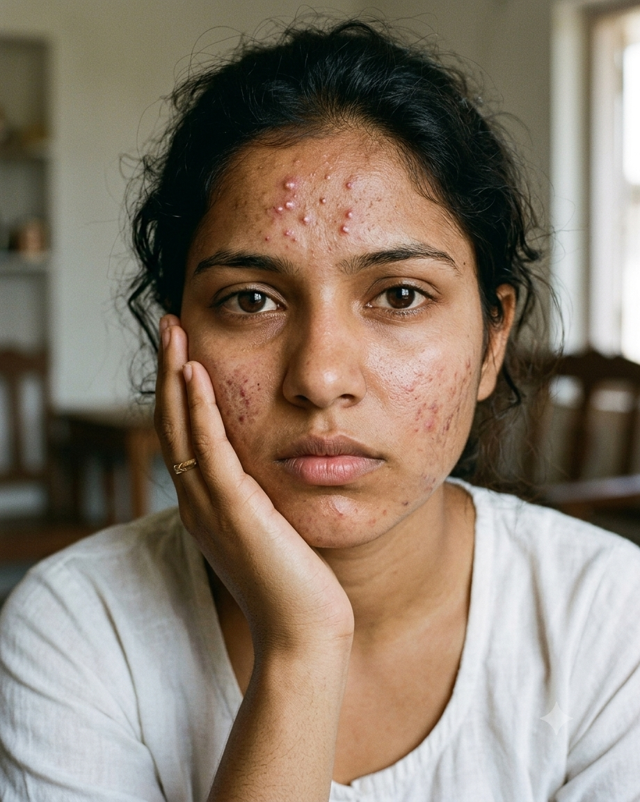 Skin before using Preeva Naturals brightening skincare